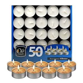 Ohr Candles 4 Hour Unscented Tealight Candles - White, 50 Pack