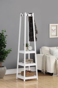 Vassen Coat Rack w/ 3-Tier Storage Shelves in White Finish