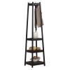 Vassen Coat Rack w/ 3-Tier Storage Shelves in Black Finish