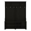 Modern Hallway Hall Tree with Metal Hooks and Storage Space, Multi-Functional Entryway Coat Rack with Shoe Cubbies, Black