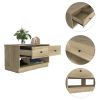 Willamette Rectangle 2-Shelf 2-Drawer Storage Bench Light Oak