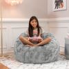 Jaxx Saxx 3 Foot Bean Bag Chair - Faux Fur - Fun Colors, Silver