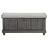 1pc Durable Storage Bench Dark Gray Finish Foam Cushioned Seat Upholstery Flip-Top Seat Solid Wood Home Furniture