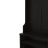 Modern Hallway Hall Tree with Metal Hooks and Storage Space, Multi-Functional Entryway Coat Rack with Shoe Cubbies, Black