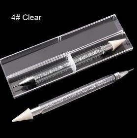 Dual-ended Nail Dotting Pen Diamond Painting Pen Crystal Beads Handle Rhinestone Studs Picker Wax Pencil Manicure (Color: White)