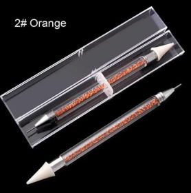 Dual-ended Nail Dotting Pen Diamond Painting Pen Crystal Beads Handle Rhinestone Studs Picker Wax Pencil Manicure (Color: Orange)