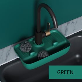 1pc Splash Guard For Sink Faucet; 10.63"x5.51"; Faucet Drain Rack; Super Absorbent Fast Drying Mat Sink Gadgets; Drip Catcher For Kitchen (Color: Green)