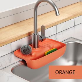 1pc Splash Guard For Sink Faucet; 10.63"x5.51"; Faucet Drain Rack; Super Absorbent Fast Drying Mat Sink Gadgets; Drip Catcher For Kitchen (Color: Orange)