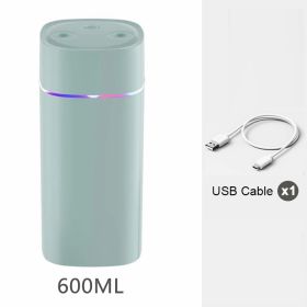 Portable Mist Humidifier; 600ml Small Desk Cool Mini Humidifier With Colorful Night Light; USB Personal Desktop Humidifiers (Color: Green-Double Spray)