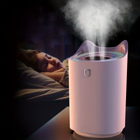 Air Humidifier Essential Oil Aroma Diffuser Humidifiers Double NozzleCool Mist Humidifiers; Lasts Up To 48H Air Vaporizer; Night Light Function (Color: Pink+5pcs Cotton Sticks)