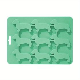 Ice Cube Silicone Tray Molds Trays Dog Mold Chocolate Dachshund Shaped Baking Candy Lid Jelly Mini Maker Fondant Puppy Release (Color: Light Green)