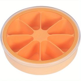 1pc Ice Cube Tray; Silicone Ice Cube Tray; Ice Cube Tray With Lids; Large Ice Cube Mold; Ice Cube Trays Silicone; Round Ice Cube Mold (Color: Orange)