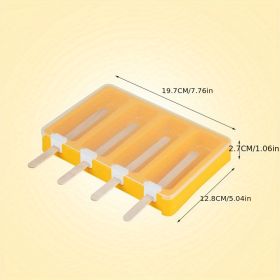 Plastic PP Flat Lying Multi-layer Stacking With Dust-proof Cover; Ice Cream Mold; Homemade Ice Cream Ice Cream Model (Color: Yellow Four Grids (with Cover + 50 Sticks))