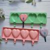 1pc Food Grade Silicone Ice Cream Mold 4 Grids Love-shaped Large Ice-cream Popsicle Mold Cake Soap Jelly Pudding Baking Mold