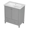 30" Bathroom Vanity with Sink Combo, Multi-functional Bathroom Cabinet with Doors and Drawer, Solid Frame and MDF Board